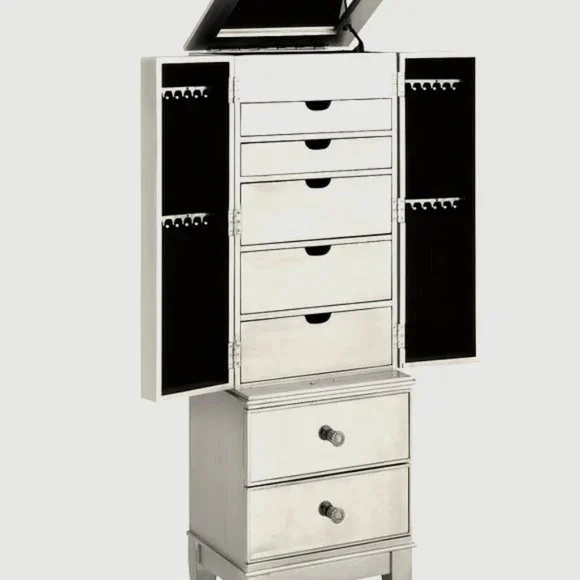 Mirrored Silver Jewelry Armoire